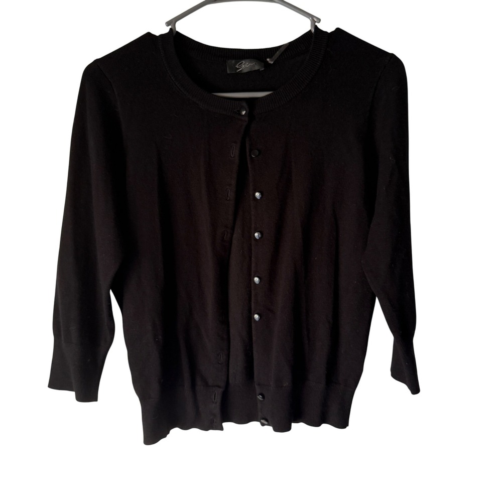 Y2k Styled Black Cardigan Medium 3/4 Sleeves Knit Coquette Preppy Gilmore Girls‎